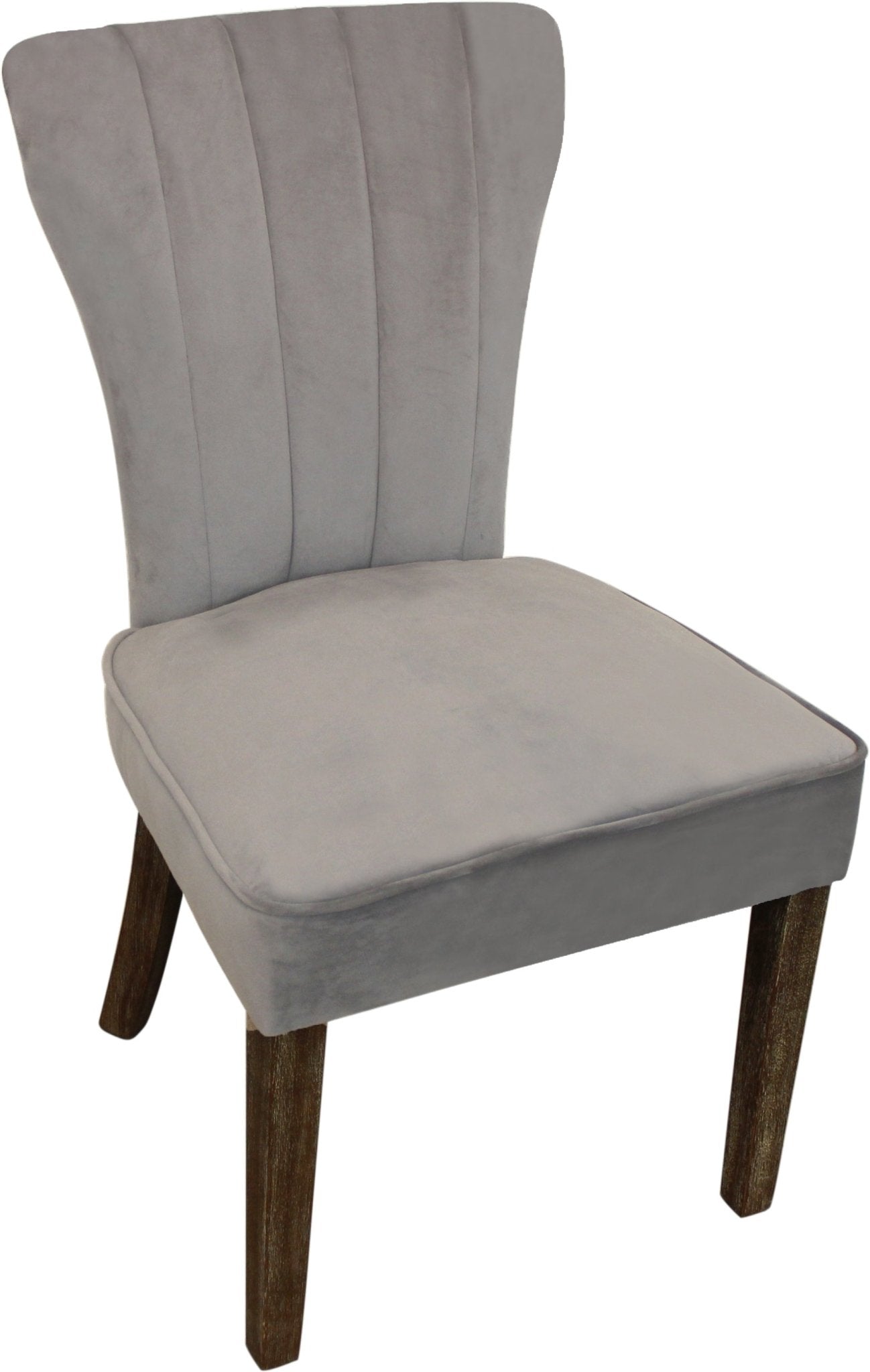 Set of Two Gray And Brown Upholstered Velvet Dining Parsons Chairs - Galactic capuchin