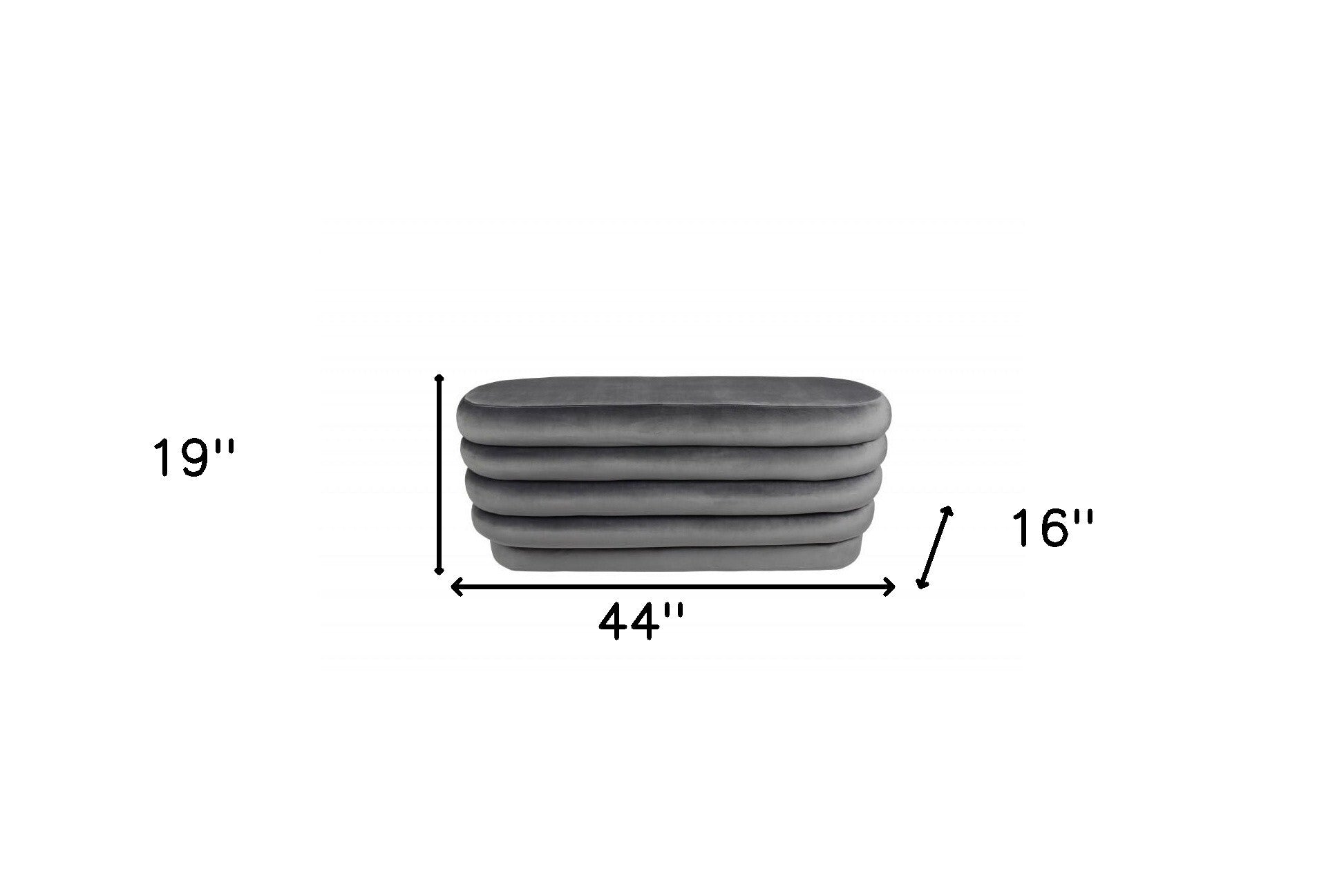 44" Gray Velvet Tufted Oval Ottoman - Galactic capuchin