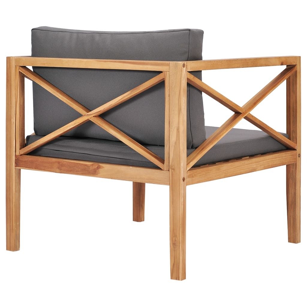 Patio Chair with Gray Cushions Solid Wood Teak - Galactic capuchin