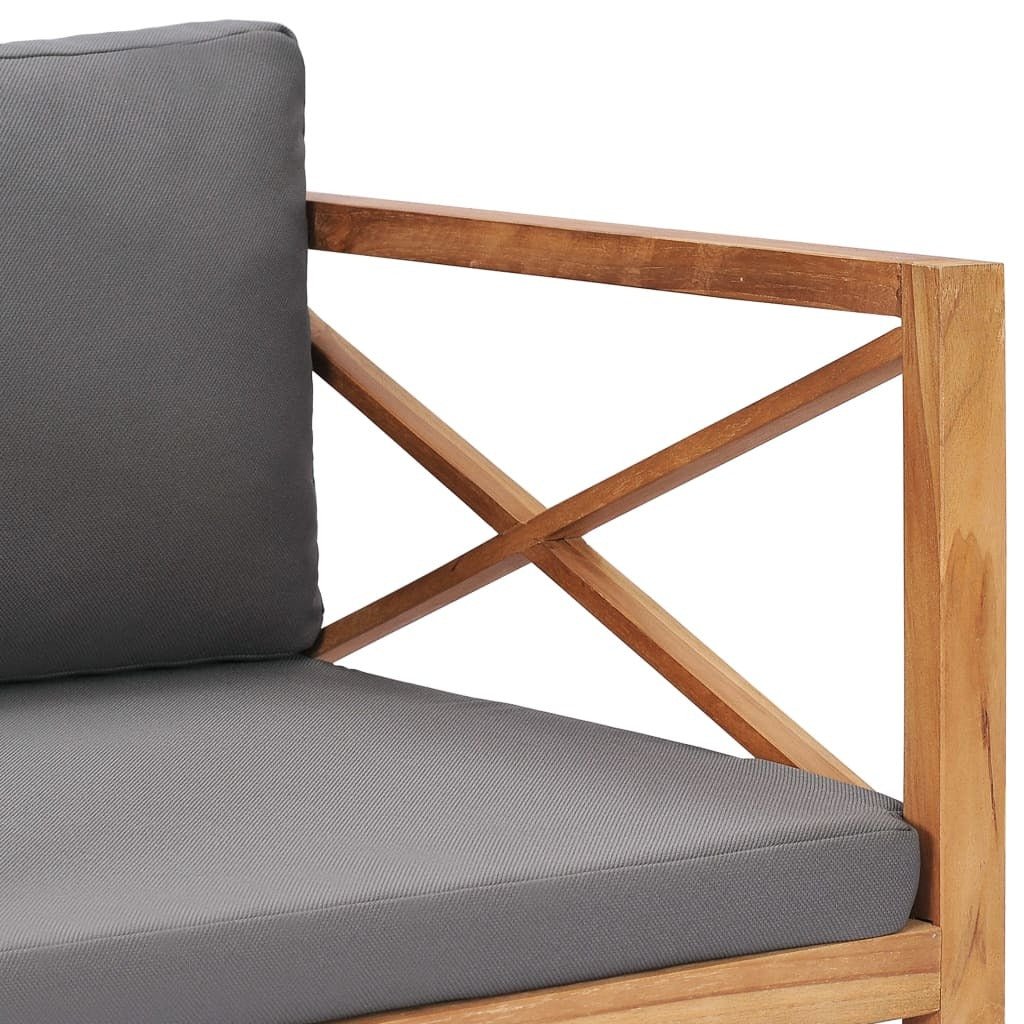 Patio Chair with Gray Cushions Solid Wood Teak - Galactic capuchin