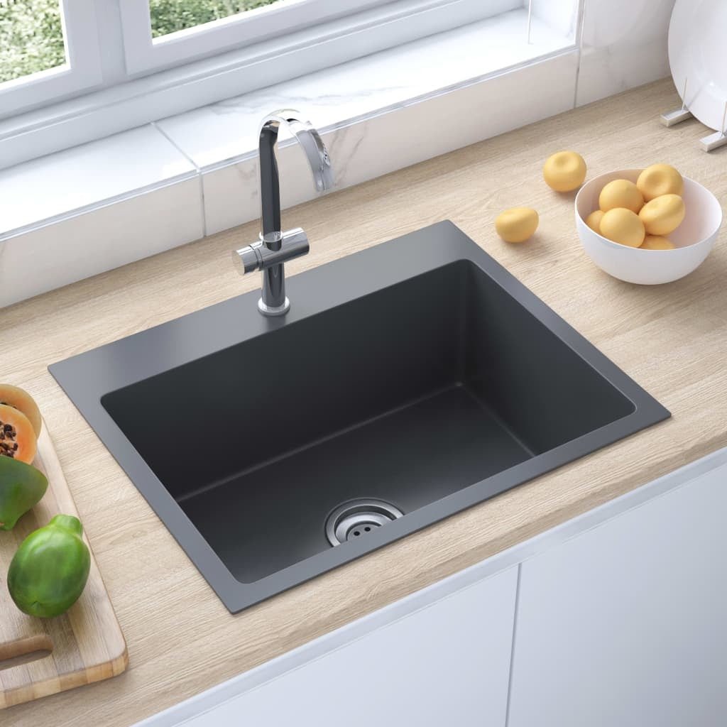 Handmade Kitchen Sink Black Stainless Steel - Galactic capuchin