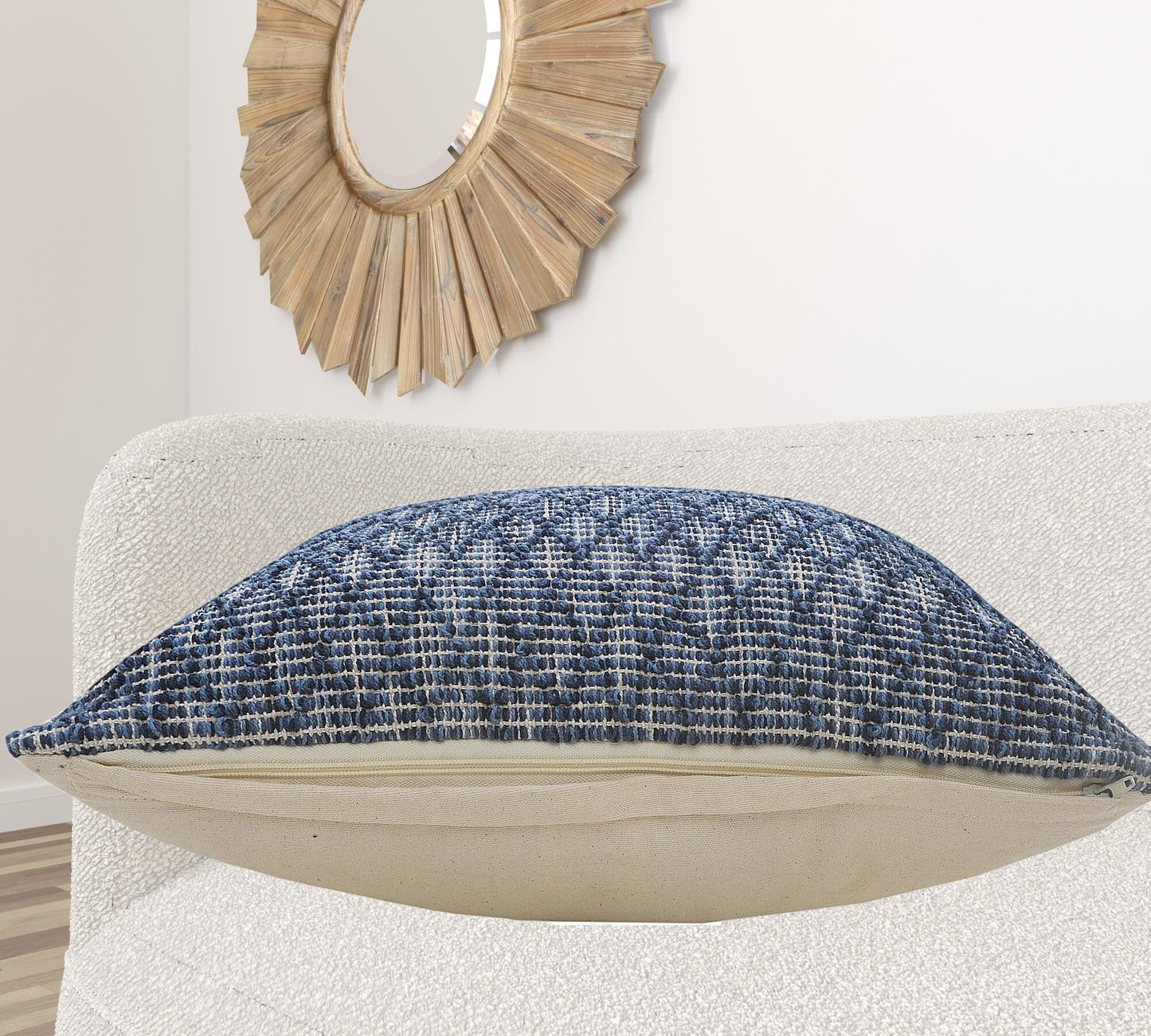 20" X 20" Blue 100% Cotton Geometric Zippered Pillow - Galactic capuchin