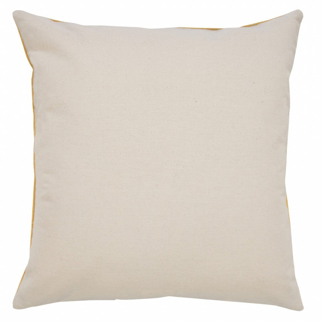 20" X 20" Yellow And White 100% Cotton Striped Zippered Pillow - Galactic capuchin