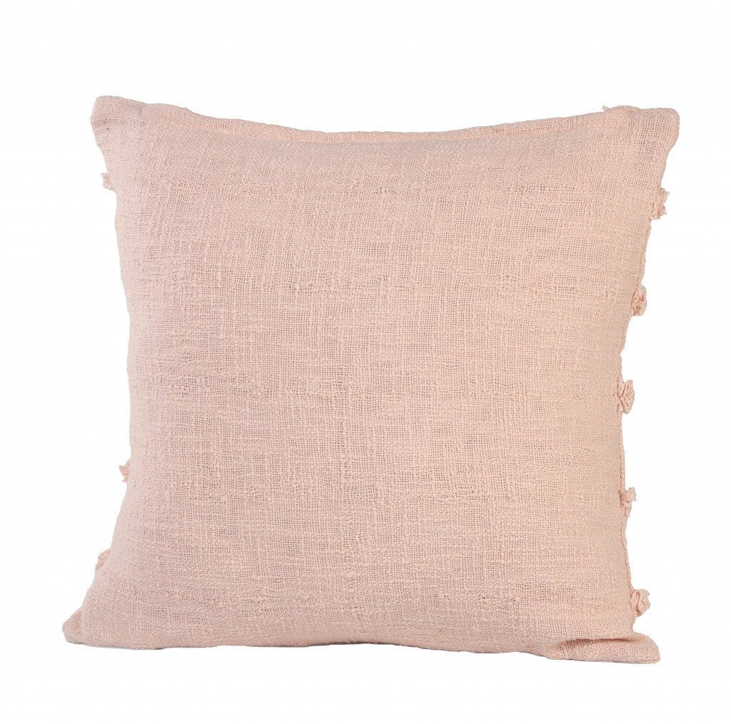 20" X 20" Pearl Blush And Peach 100% Cotton Zippered Pillow - Galactic capuchin