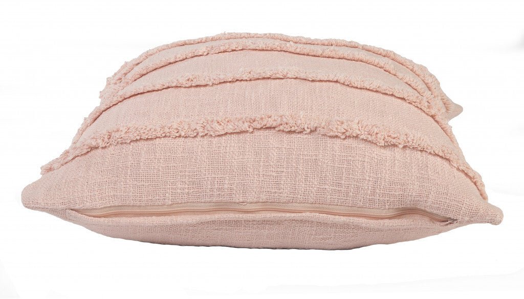 20" X 20" Pearl Blush And Peach 100% Cotton Zippered Pillow - Galactic capuchin