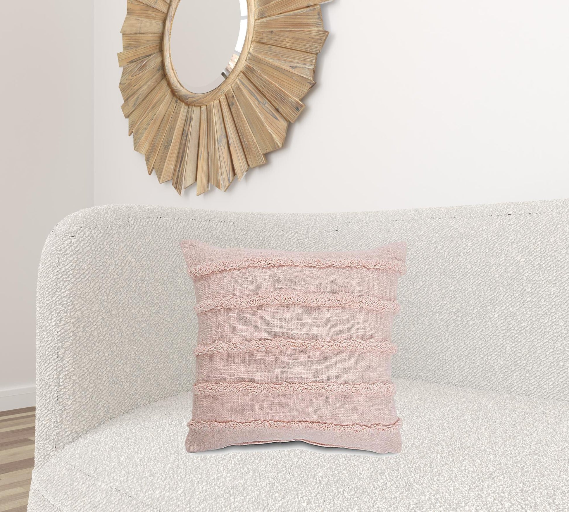 20" X 20" Pearl Blush And Peach 100% Cotton Zippered Pillow - Galactic capuchin