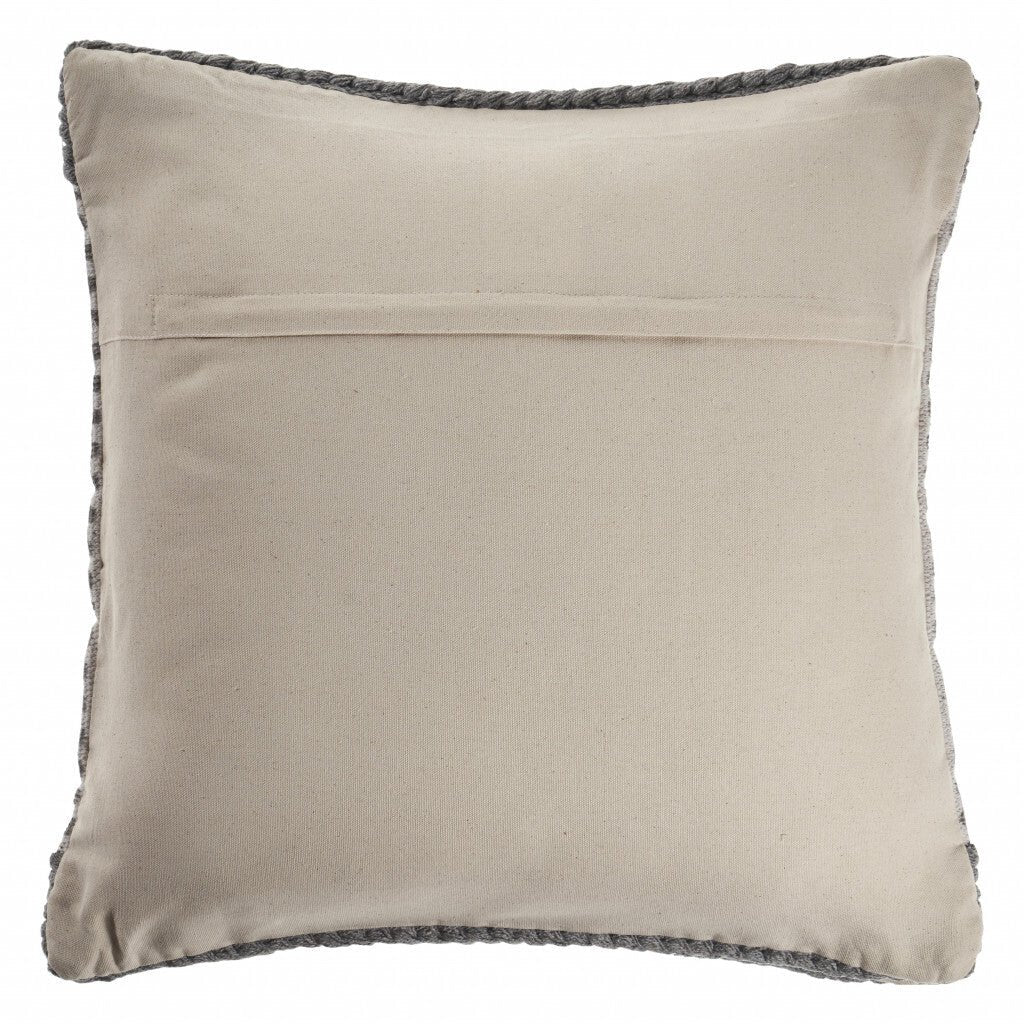 20" X 20" Gray And Ivory 100% Cotton Striped Zippered Pillow - Galactic capuchin