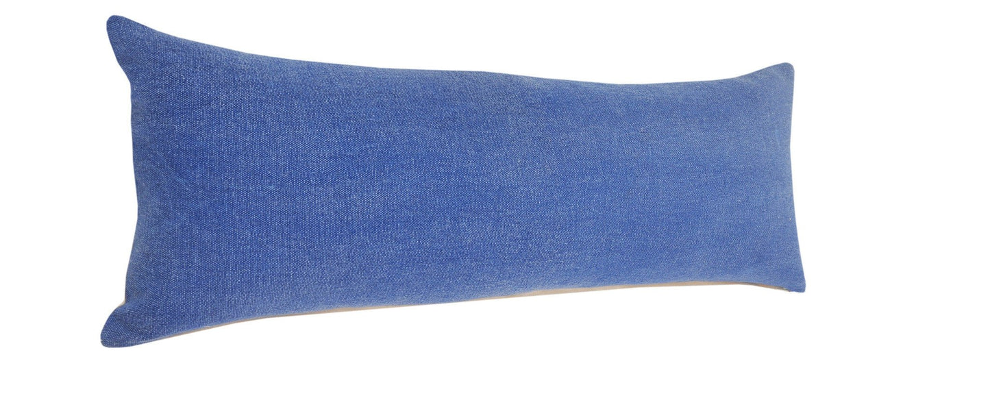 14" X 36" Classic Blue 100% Cotton Zippered Pillow - Galactic capuchin