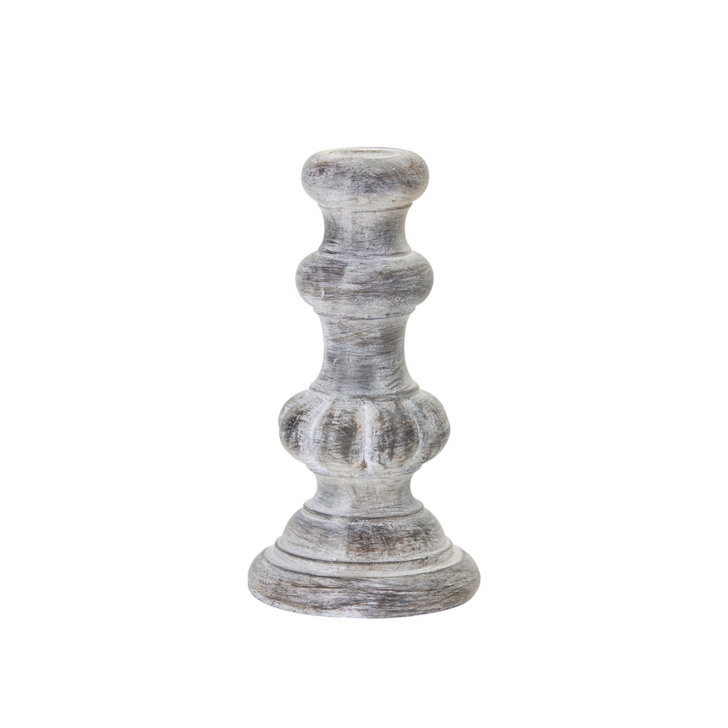 Set of Four White Washed Resin Tabletop Candle Sticks - Galactic capuchin
