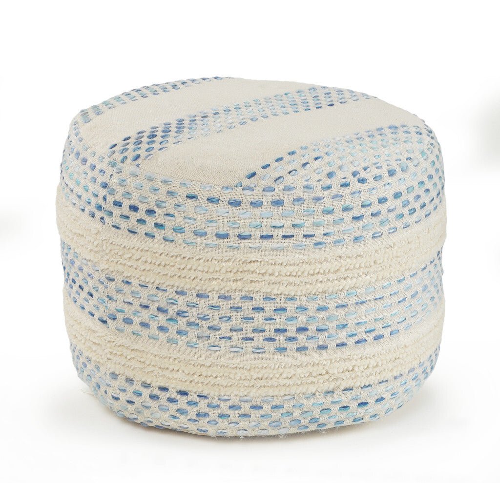 18" Blue Cotton Blend Ottoman - Galactic capuchin
