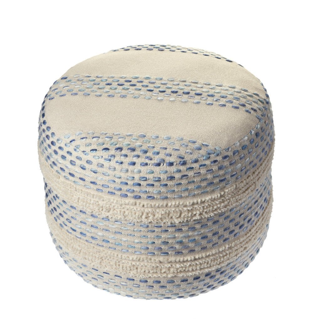 18" Blue Cotton Blend Ottoman - Galactic capuchin