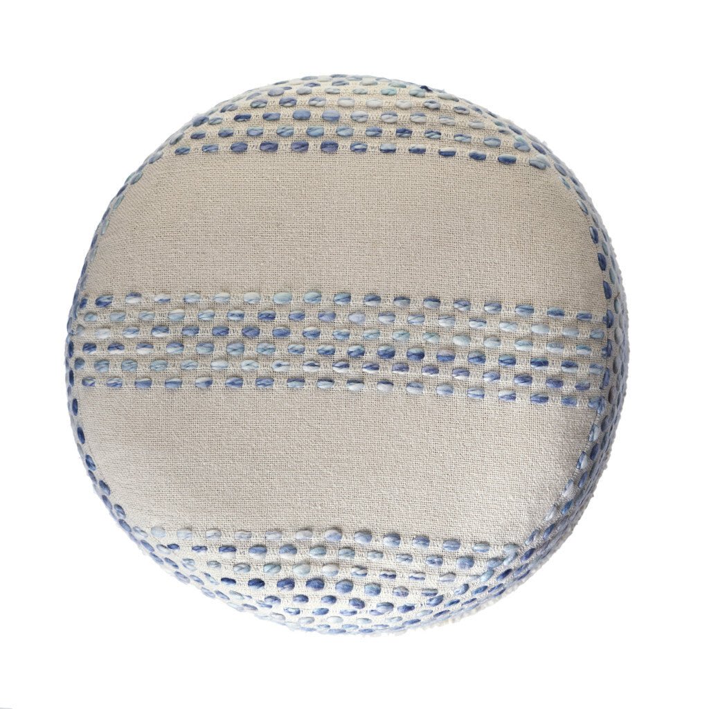 18" Blue Cotton Blend Ottoman - Galactic capuchin