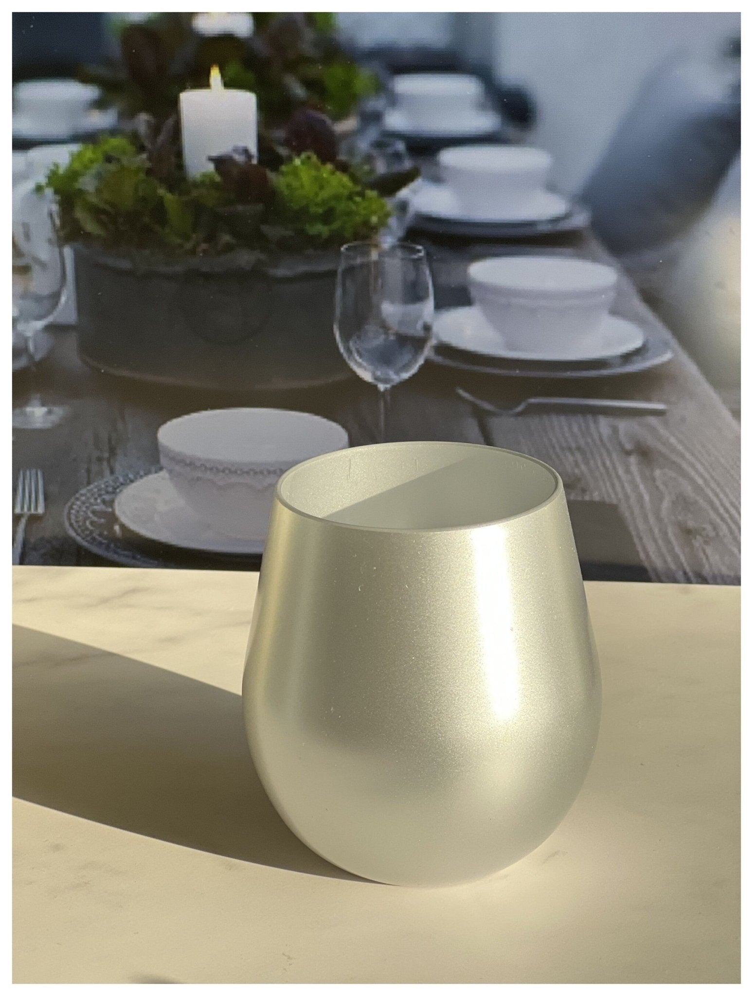 Set of Four Silver Acrylic Stemless All Purpose Wine Glass - Galactic capuchin