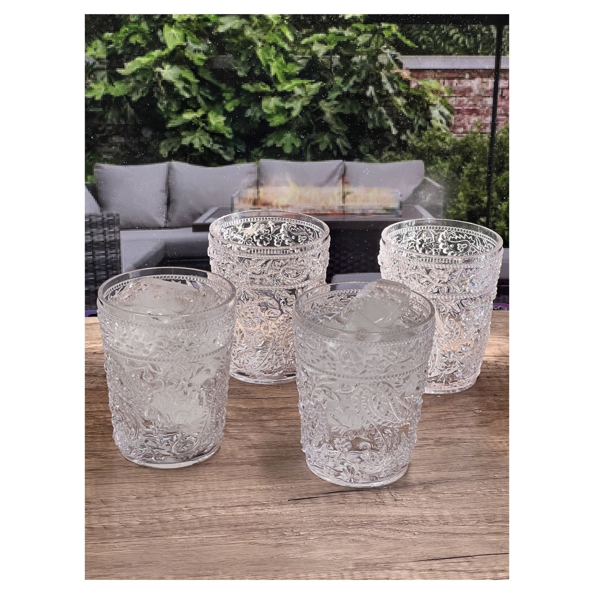 Set of Four Clear Paisley Acrylic Stemless Whiskey Glass - Galactic capuchin