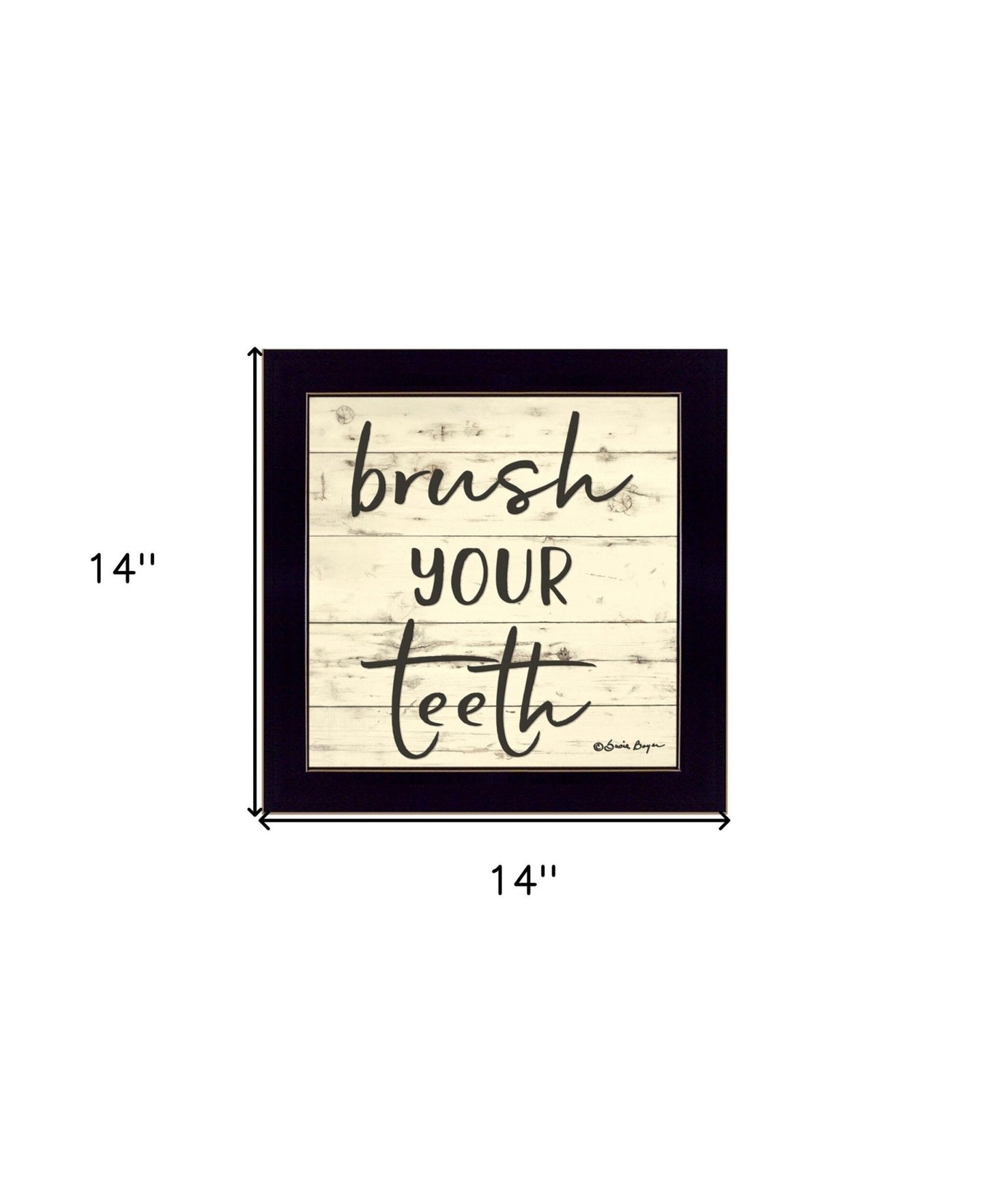 Brush your Teeth Black Framed Print Bathroom Wall Art - Galactic capuchin