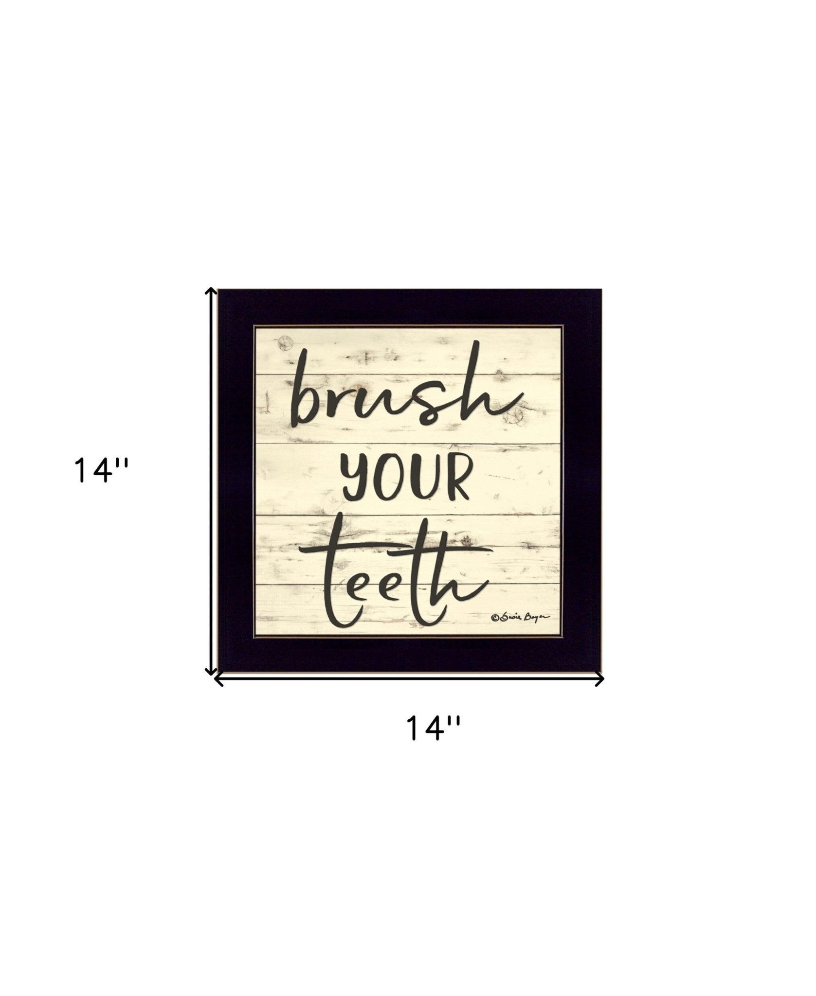 Brush your Teeth Black Framed Print Bathroom Wall Art - Galactic capuchin
