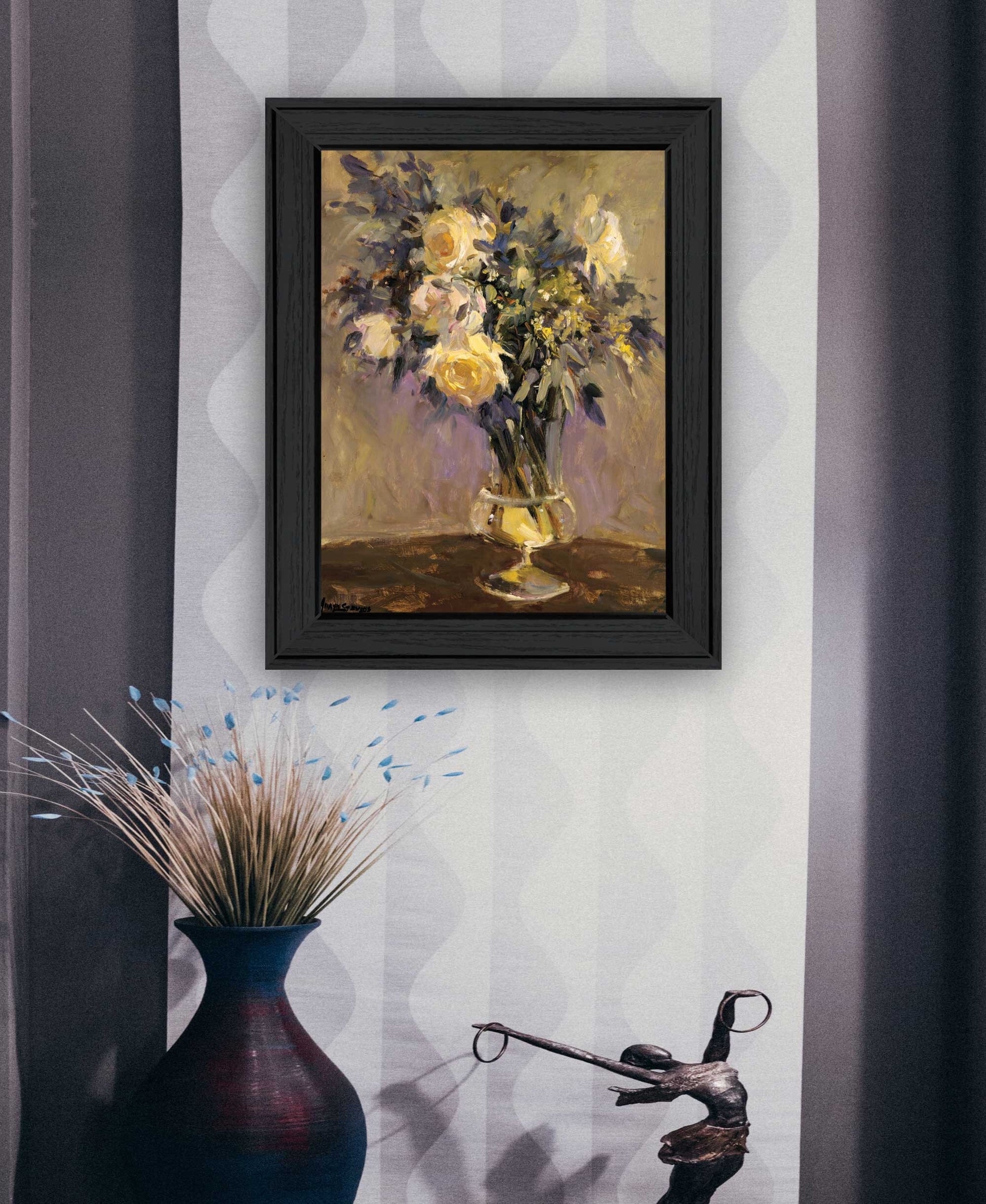Evening Vase Black Framed Print Wall Art - Galactic capuchin