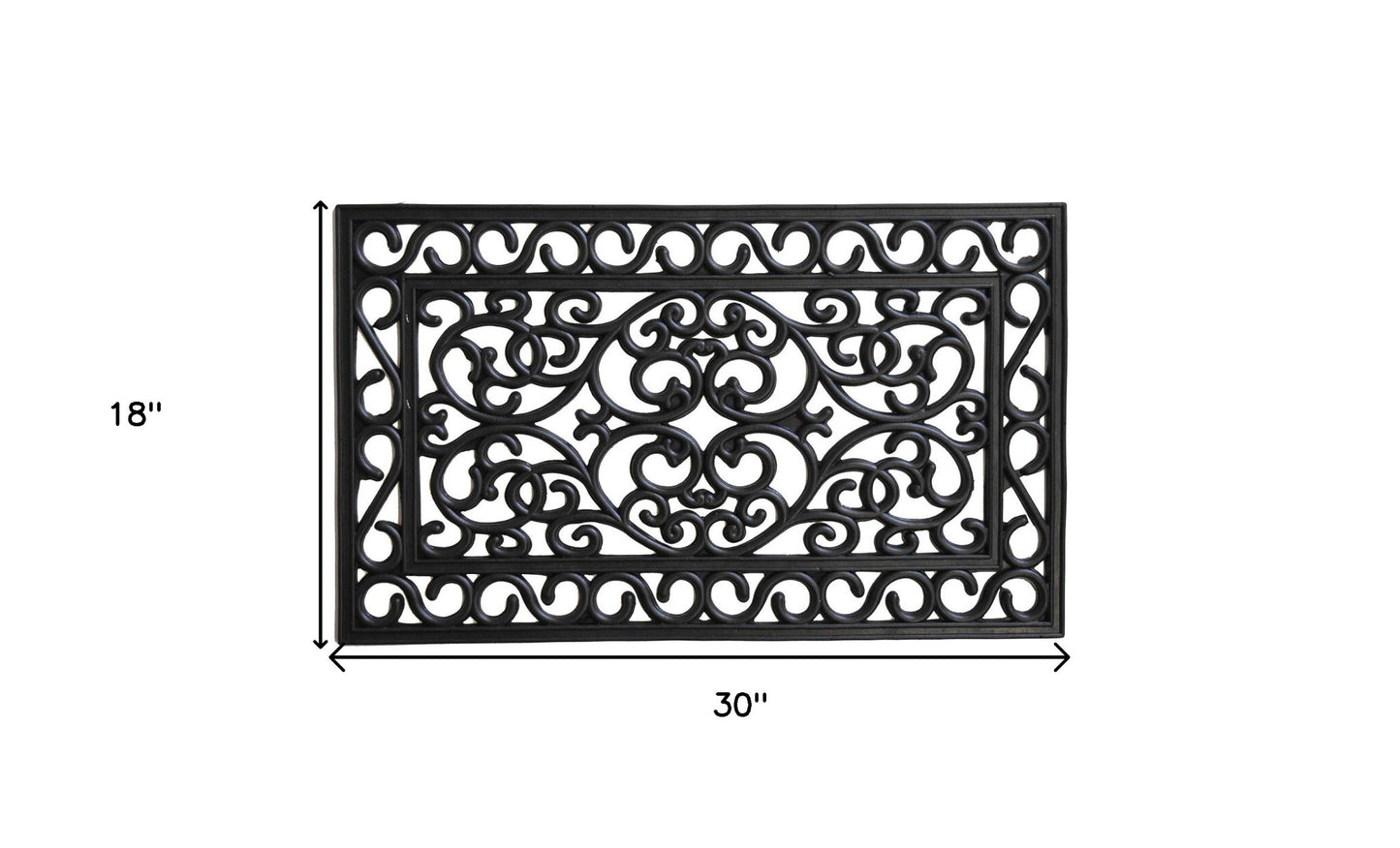 18" X 30" Black Rubber Scrollwork Outdoor Door Mat - Galactic capuchin