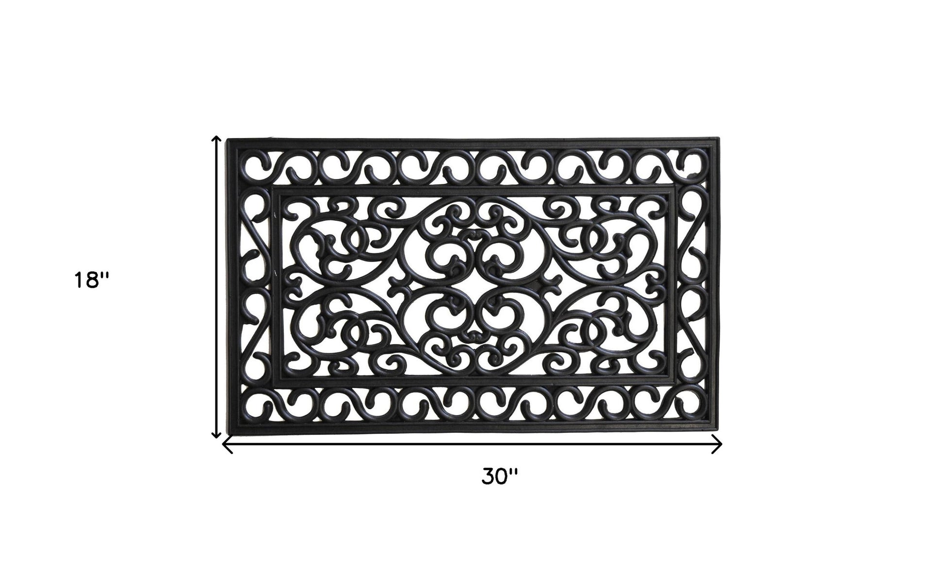 18" X 30" Black Rubber Scrollwork Outdoor Door Mat - Galactic capuchin