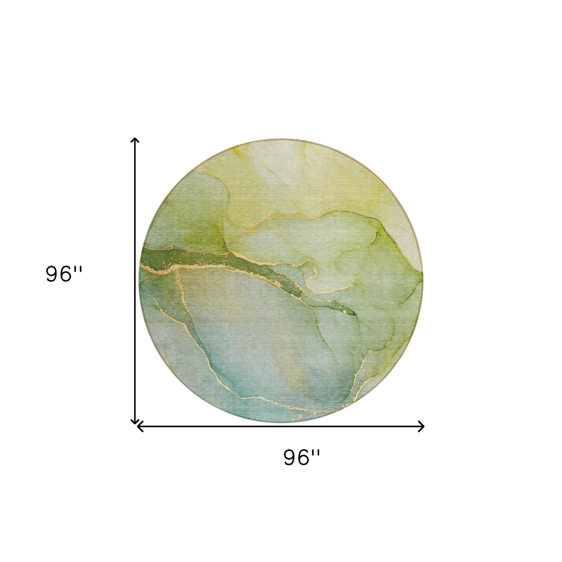 8' Round Green Round Abstract Washable Non Skid Indoor Outdoor Area Rug - Galactic capuchin
