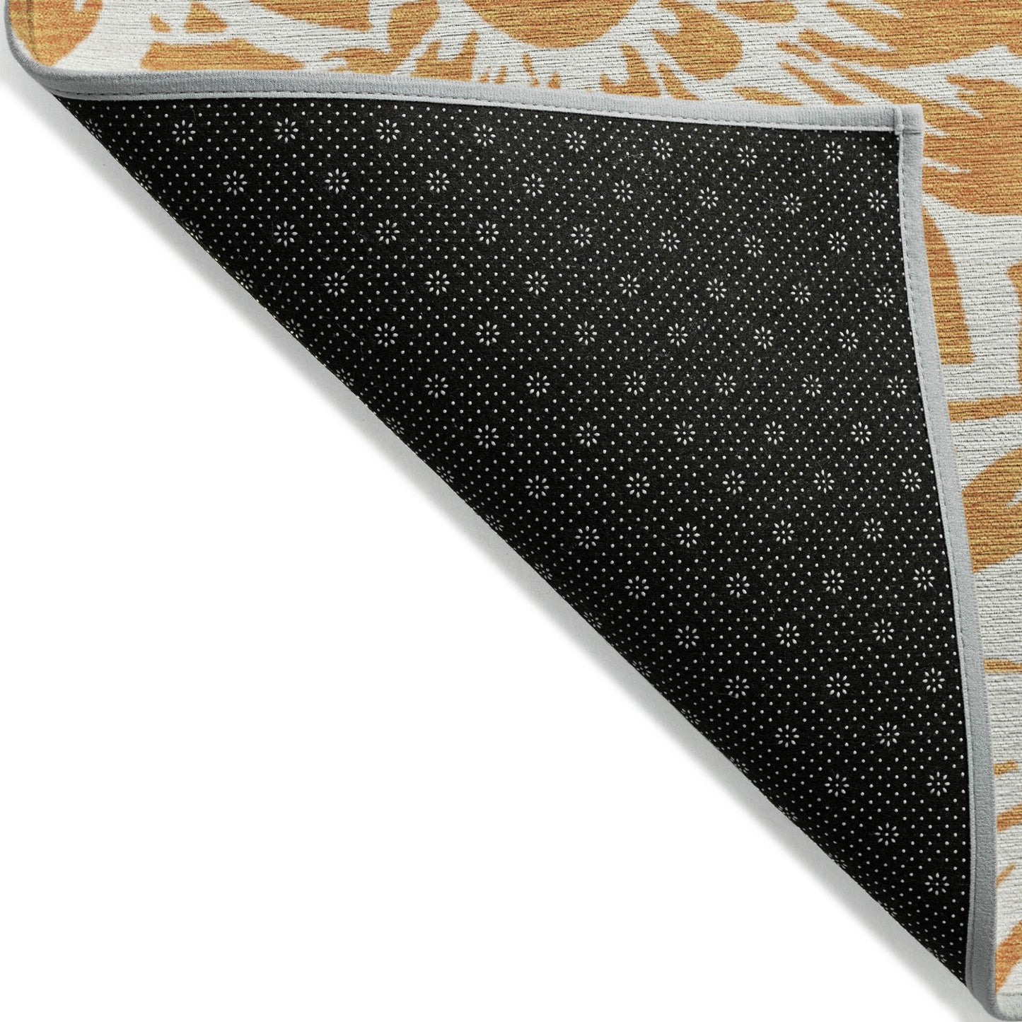 8' Runner Orange and White Floral Washable Non Skid Indoor Outdoor Runner Rug - Galactic capuchin