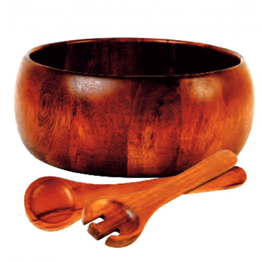 Gibson Home Laroda 3 - Piece Salad Bowl Set, Brown Wood - Galactic capuchin