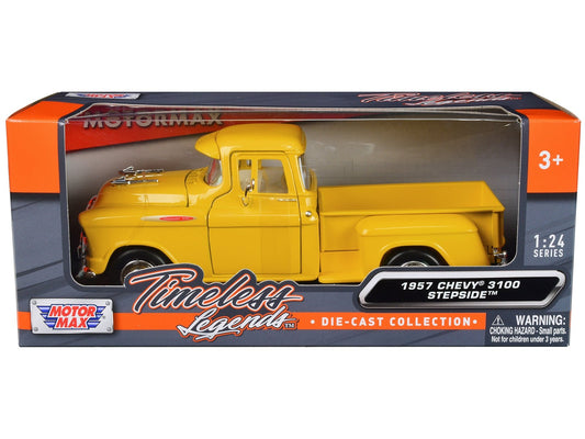 1957 Chevrolet 3100 Stepside Pickup Truck Yellow "Timeless Legends" Series 1/24 Diecast Model Car by Motormax - Galactic capuchin