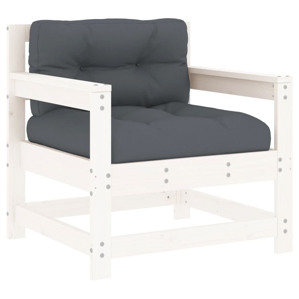 Patio Chairs with Cushions 2 pcs White Solid Wood Pine - Galactic capuchin