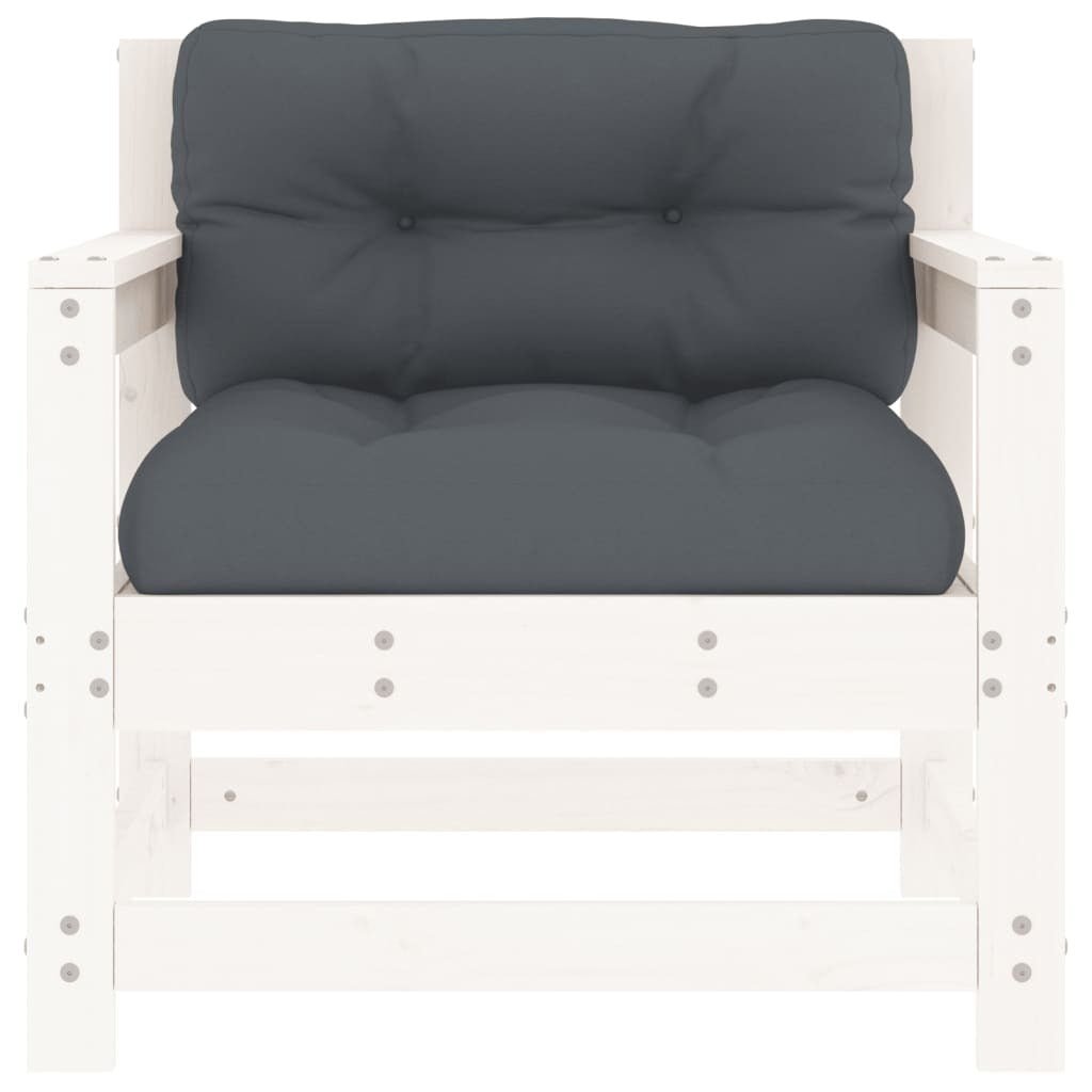Patio Chairs with Cushions 2 pcs White Solid Wood Pine - Galactic capuchin
