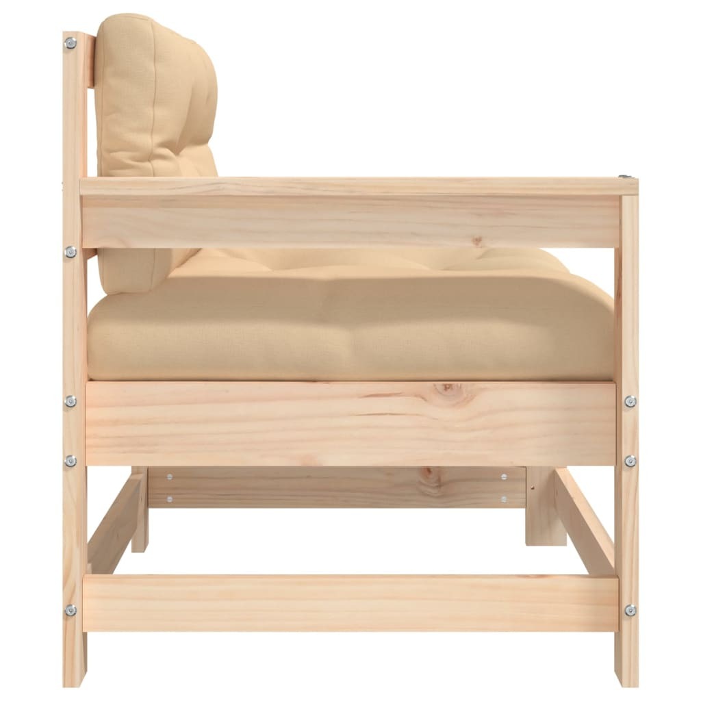 Patio Chair with Cushions Solid Wood Pine - Galactic capuchin