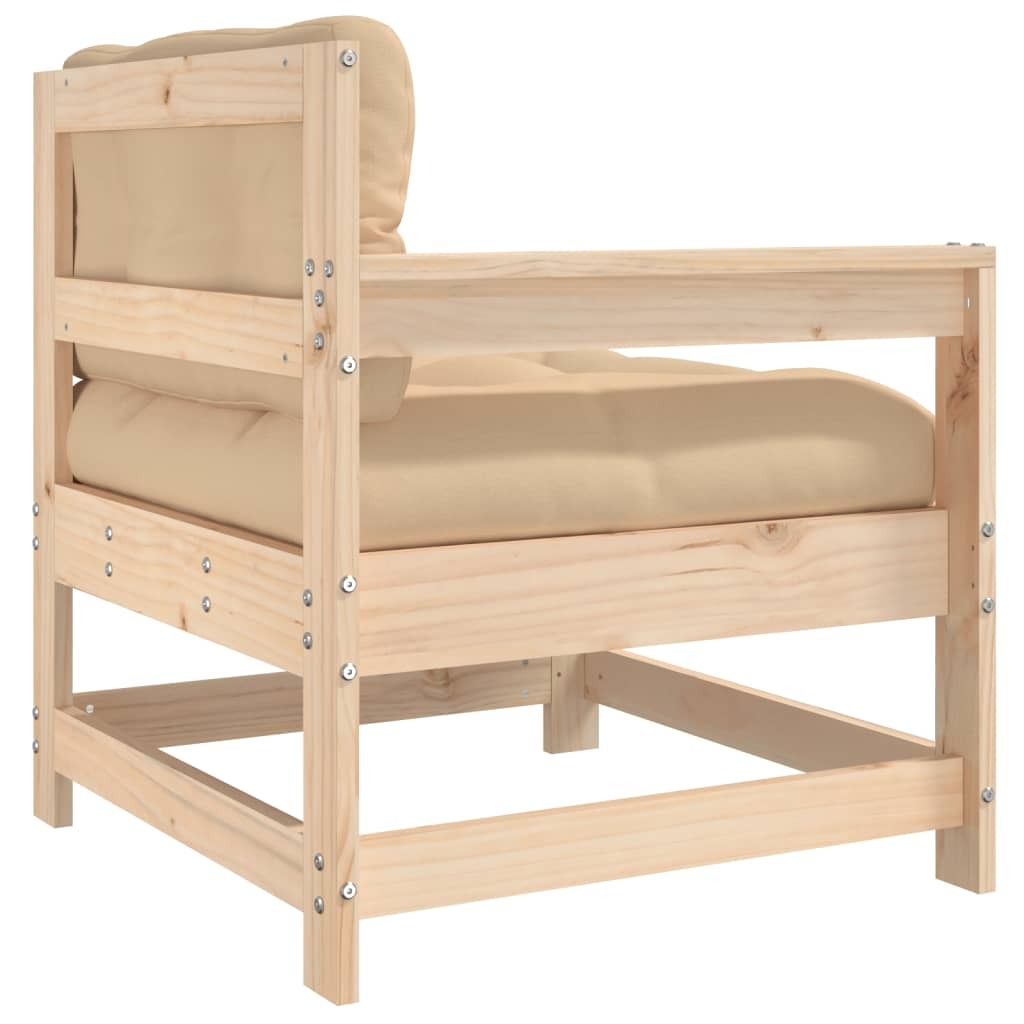 Patio Chair with Cushions Solid Wood Pine - Galactic capuchin