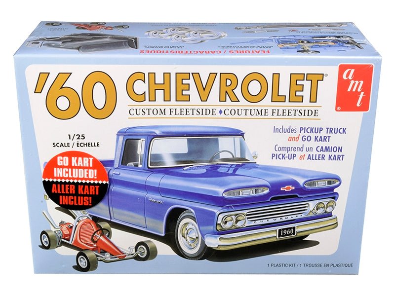 Skill 2 Model Kit 1960 Chevrolet Custom Fleetside Pickup Truck with Go Kart 1/25 Scale Model by AMT - Galactic capuchin