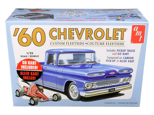 Skill 2 Model Kit 1960 Chevrolet Custom Fleetside Pickup Truck with Go Kart 1/25 Scale Model by AMT - Galactic capuchin