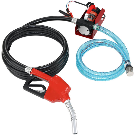 Diesel Fuel Transfer Pump Kit 12V 10 GPM DC with Automatic Shut - off Nozzle Hose, Portable Electric Self - Priming Fuel Transfer Extractor Pump Kit for Diesel, Kerosene, Machine, Transformer Oil - Galactic capuchin