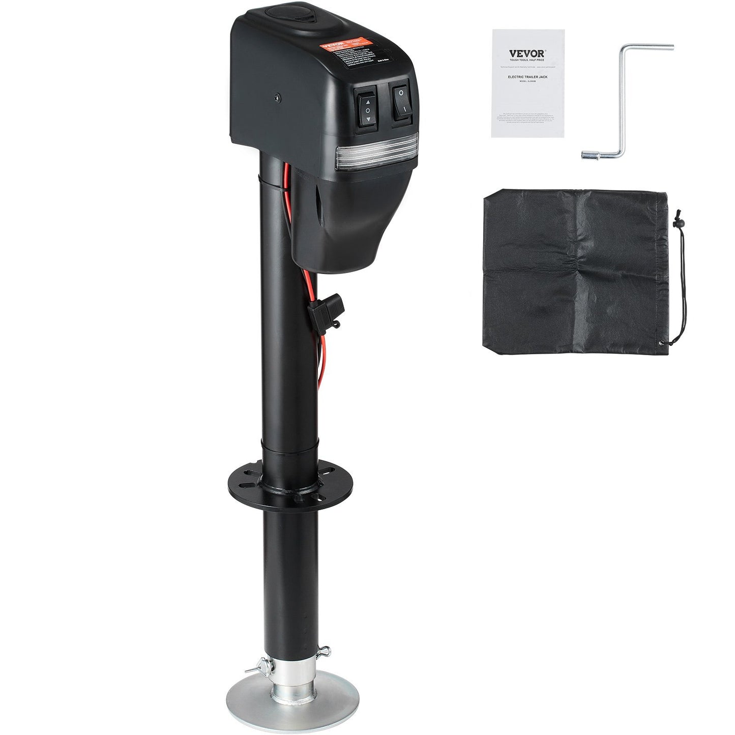Electric Trailer Jack, Power Tongue Jack Weight Capacity 4000 lbs, 9.84" - 33.85" Electric Tongue Jack with Waterproof Cover for Lifting RV Trailer, Horse Trailer, Utility Trailer, Yacht Trailer - Galactic capuchin