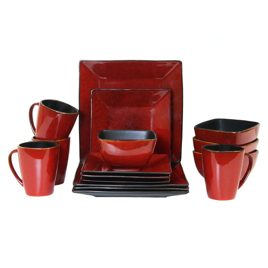 Elama Harland Loft 16 Piece Modern Premium Stoneware set with Complete Setting for 4 - Galactic capuchin