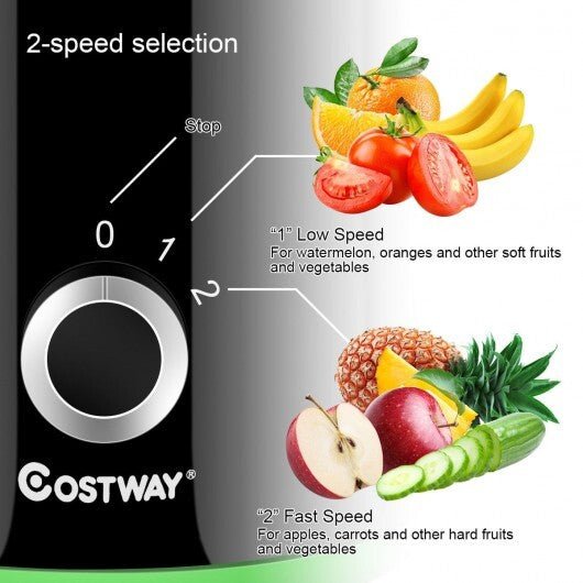 2 Speed Wide Mouth Fruit and Vegetable Centrifugal Electric Juicer - Color: Black - Galactic capuchin