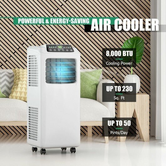 9000 BTU Portable Air Conditioner with Built - in Dehumidifier and Remote Control - Color: Black & White - Galactic capuchin