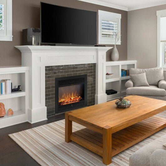 28.5 Inch Electric Fireplace Recessed with 3 Flame Colors - Color: Black - Size: 28.5 inches - Galactic capuchin