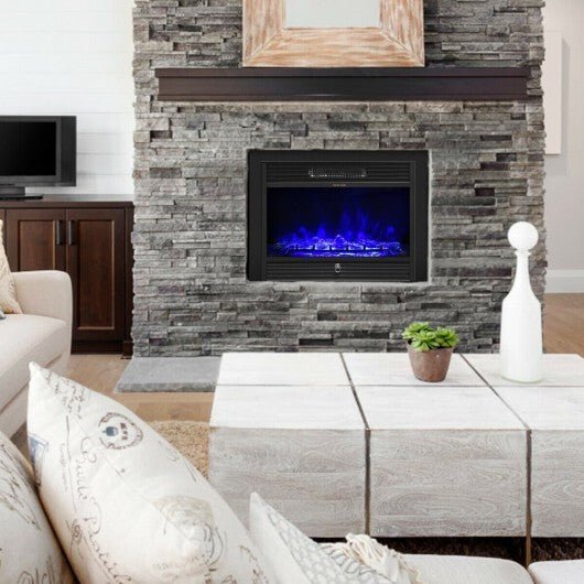 28.5 Inch Electric Fireplace Recessed with 3 Flame Colors - Color: Black - Size: 28.5 inches - Galactic capuchin
