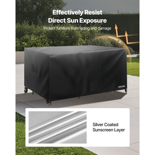 Patio Furniture Cover, 420D Heavy Duty Waterproof Outdoor Dining Table and Chairs Cover, Large Squre Patio Table Covers with Air Vent for All Weather, 74L x 74W x 28H inch, Black - Galactic capuchin