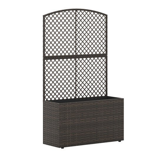 49 Inch Raised Garden Bed with Trellis and Wicker Planter Box - Brown - Galactic capuchin