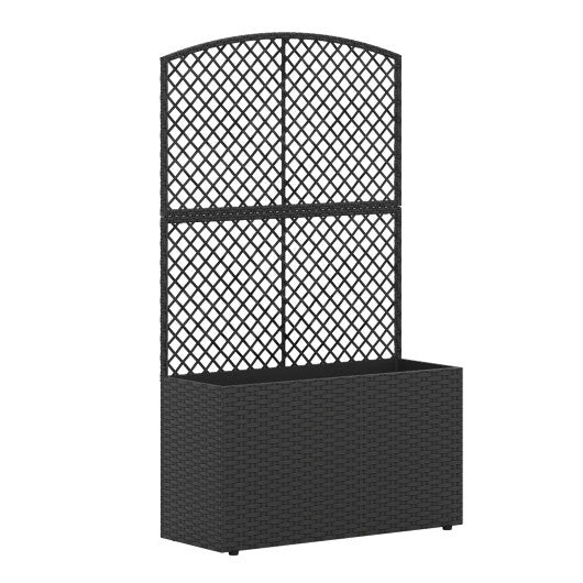 49 Inch Raised Garden Bed with Trellis and Wicker Planter Box - Brown - Galactic capuchin