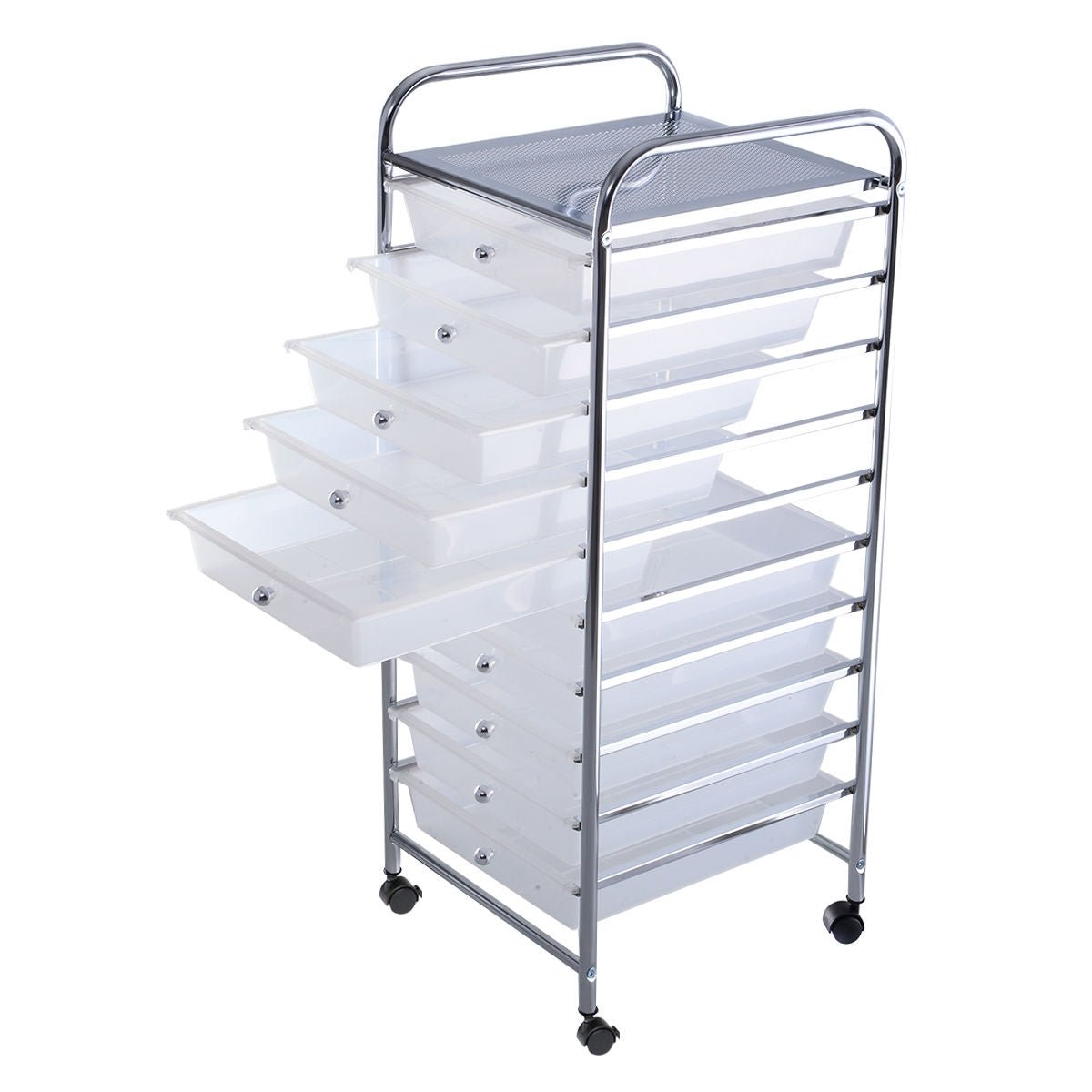 10 Drawer Rolling Storage Cart Organizer with 4 Universal Casters - Clear - Color: Transparent - Galactic capuchin