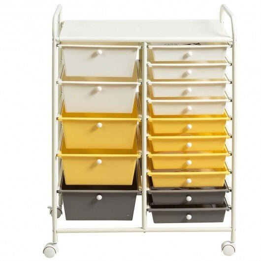 15 - Drawer Storage Rolling Organizer Cart - Yellow - Color: Yellow - Galactic capuchin