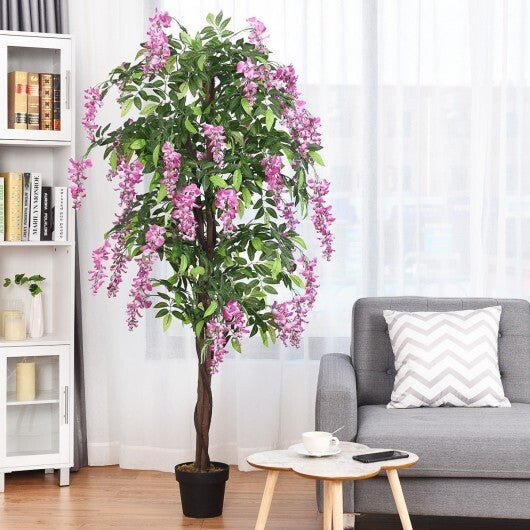 6 - Feet Artificial Wisteria Silk Indoor - Outdoor Tree - 1pieces - Color: Green - Galactic capuchin