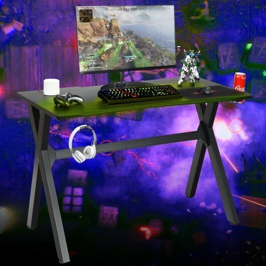 Ergonomic Gaming Desk with Mousepad and Cup Headphone Holder - Galactic capuchin