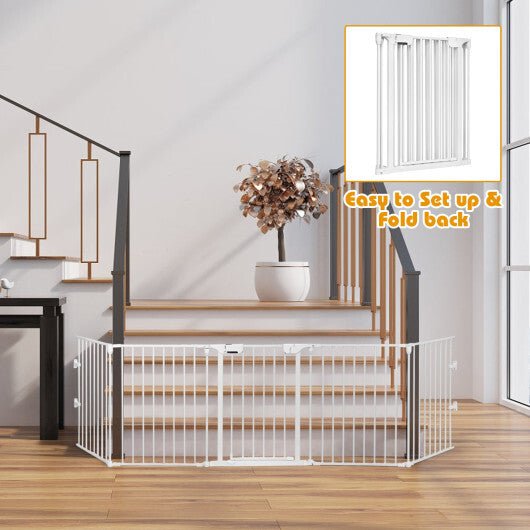 115 Inch Length 5 Panel Adjustable Wide Fireplace Fence - Black - Galactic capuchin