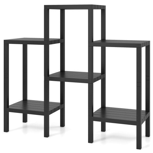 6 - Tier Plastic Modular Storage Shelves for Living Room and Kitchen - Black - Galactic capuchin