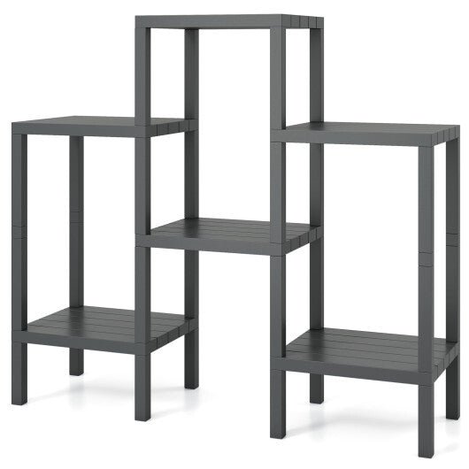 6 - Tier Plastic Modular Storage Shelves for Living Room and Kitchen - Black - Galactic capuchin